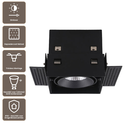 Artdelight Inbouwspot Trofa 1L - Zwart