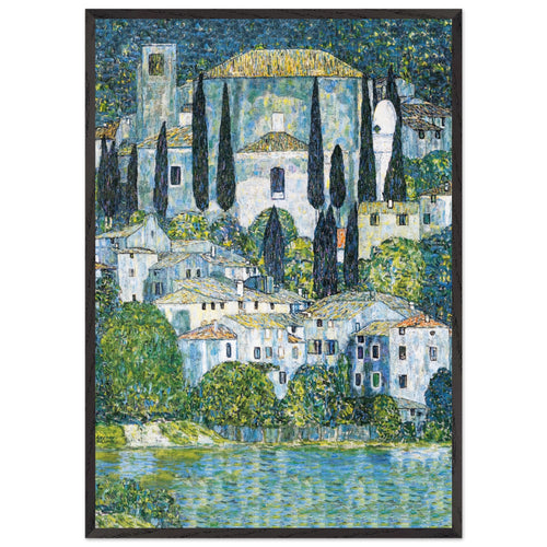 Artfulprints Poster met Lijst Gustav Klimt - Church in Cassone   - 70x100 cm - Donkergroen