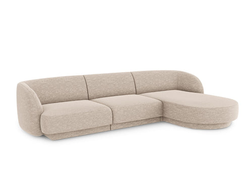 Micadoni rechter hoekbank Miley 4-zits, chenille, beige - 156x255x70cm