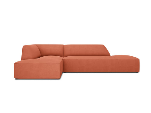 Micadoni linker hoekbank Ruby 4-zits, structurele stof, koraal - 180x273x69cm