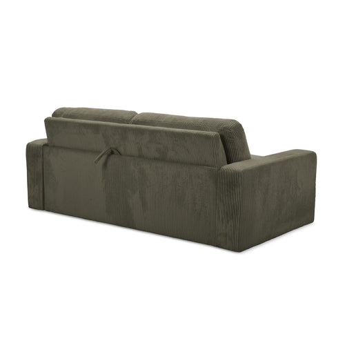 LaMiaSofa 3-zits slaapbank Como - ribfluweel - olijf - 195x100x80