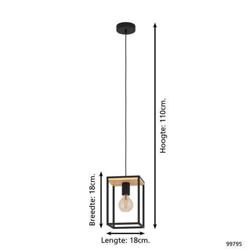 EGLO hanglamp Libertad - e27 - 18 cm - zwart/bruin - vtwonen shop