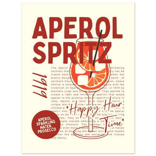 Artfulprints  Aperol Spritz - Happy hour   poster 30x40 cm - vtwonen shop
