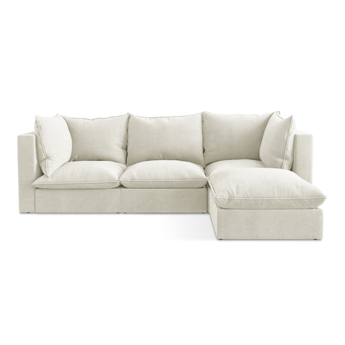 LaMiaSofa hoekbank rechts Ravenna - textuurstof - beige - 255x165x77