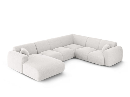 Cosmopolitan Design Panoramische hoekbank rechts Nolio 6-zits, chenille lichtgrijs - 252x342x72cm
