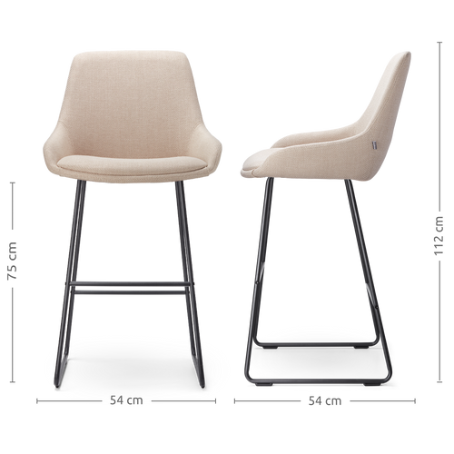 Nolon Nino-Isa Barkrukken Set van 2 - Beige - Zwart - 75 cm