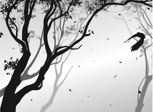 Sanders & Sanders fotobehang bomen grijs en zwart - 375 x 270 cm - 600980 - vtwonen shop