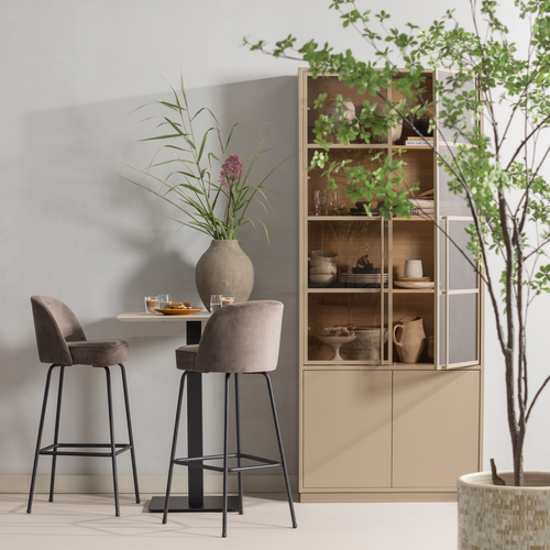 WOOOD barstoel Vogue - Velvet - Nougat - 103x50x55 - vtwonen shop