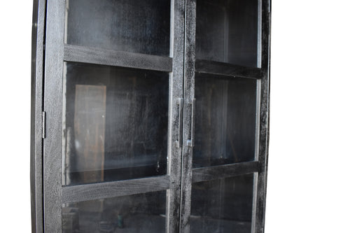 Giga Meubel Vitrinekast Romee - Mangohout - Zwart - 100x38x220cm - vtwonen shop