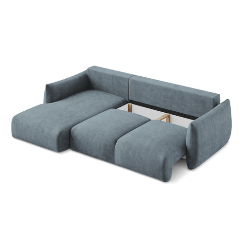 LaMiaSofa hoekbank links Savona - chenille stof - jeans - 242x162x90