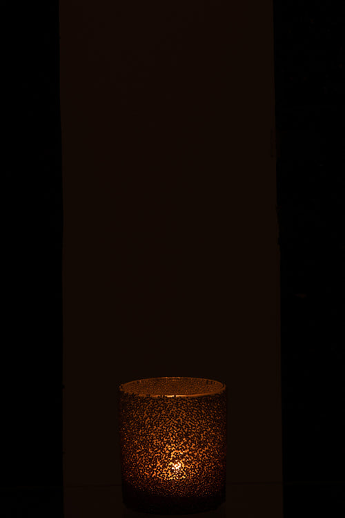 J-Line windlicht Parels - glas - rood/champagne - small - 6 stuks