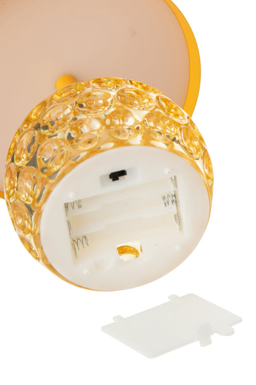 J-Line lamp Champignon - ijzer/glas - geel - LED lichtjes
