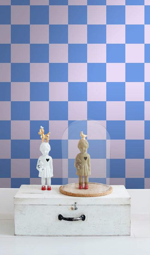 ESTAhome behang geblokt motief lila paars en pastelblauw - 53 cm x 10.05 m - 130912 - vtwonen shop