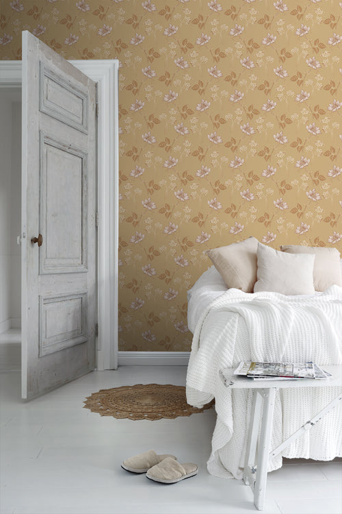 Borastapeter behang bloemen geel - 53 cm x 10.05 m - 660836 - vtwonen shop