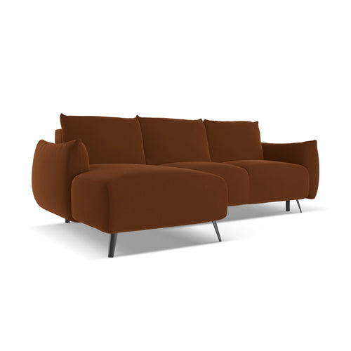 LaMiaSofa hoekbank links Genova - velours - terracotta - 242x162x86