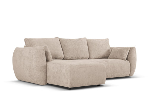 Cosmopolitan Design Uitklapbare hoekbank links met opbergdoos Matera 4-zits, chenille, beige - 173x253x86cm