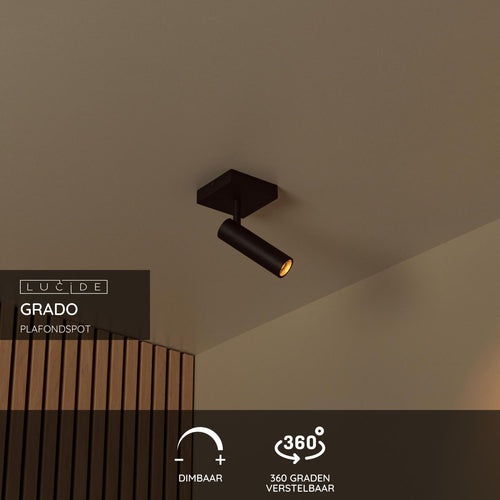 Lucide plafondspot GRADO - 1xGU10 (MR11) - Zwart - vtwonen shop