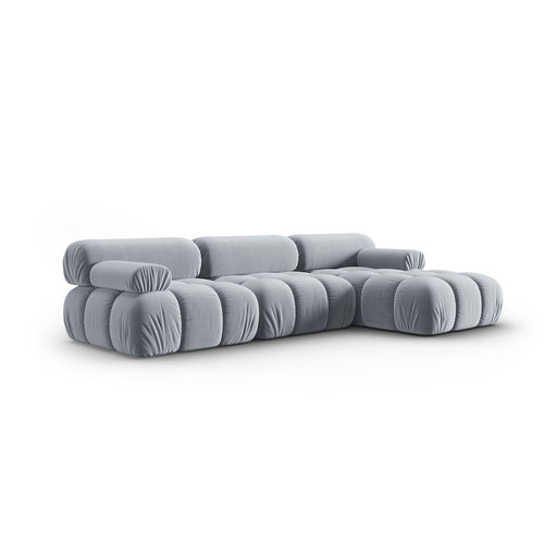 Cosmopolitan Design - Modulaire hoekbank rechts Cortina 4-zits, flueel lichtblauw - 155x282x70cm