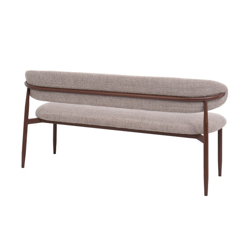 Giga Meubel Eetkamerbank Alexia - Stof - Taupe/Walnoot - 200x55x77cm