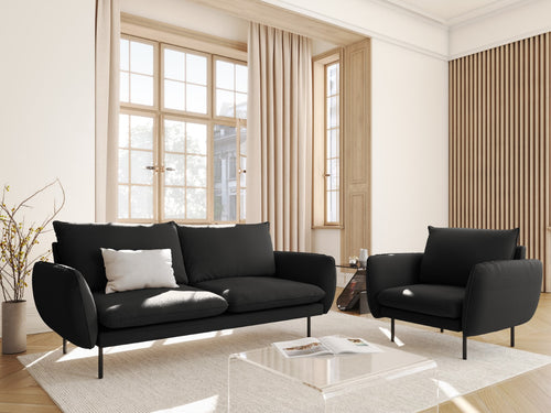 Cosmopolitan Design Bank Vienna 2-zits, boucle, zwart - 92x160x95cm
