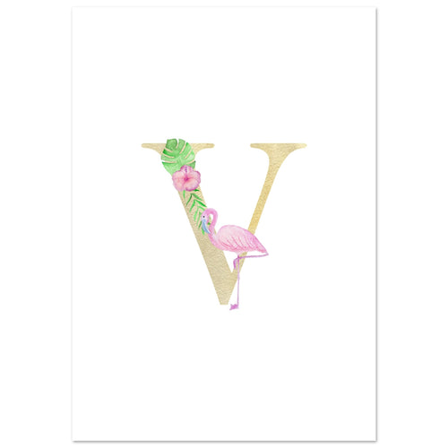 Artfulprints Poster Letter V kindernaam   - A4 21x29.7 cm - Meerkleurig