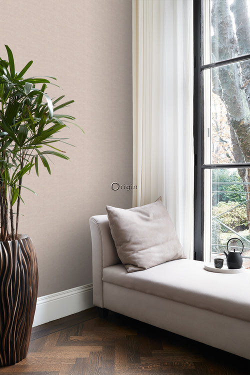 Origin Wallcoverings behang linnenstructuur zacht roze - 0,53 x 10,05 m - 347637 - vtwonen shop