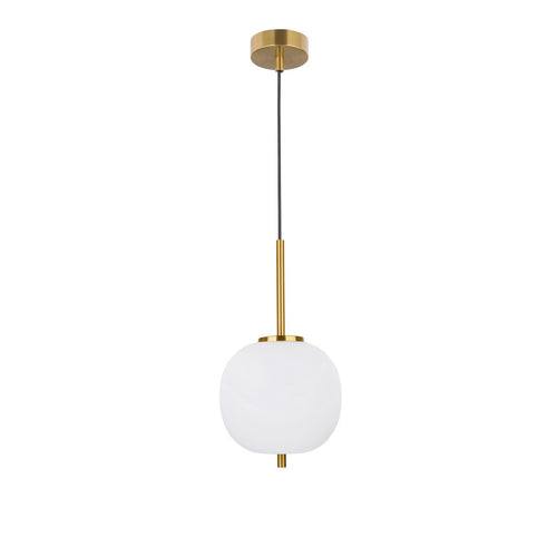 Merano Cornwall 18.5cm Globe Hanglamp Plafondlamp Opaal Glas Antiek Messing Metaal Zwart Stof Draad LED E14