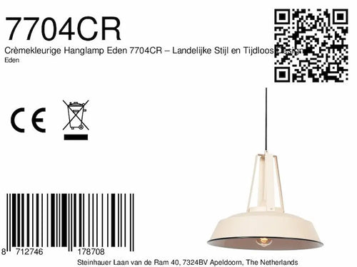 Steinhauer hanglamp Eden - 1 lichts - 45  x  240   cm - creme