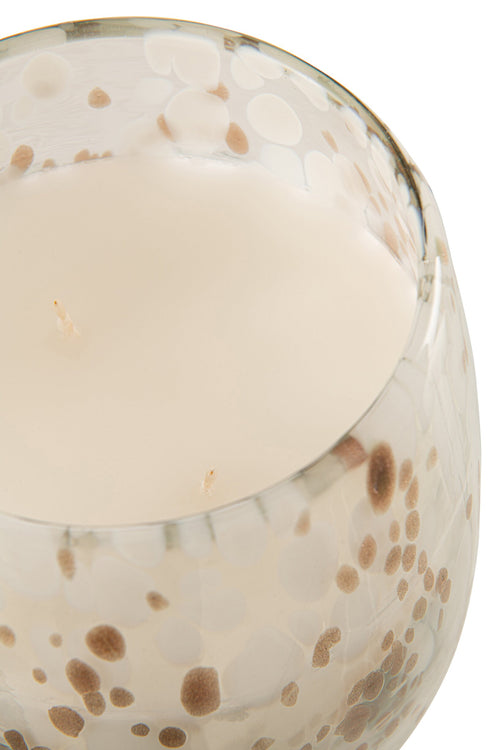 J-Line geurkaars Mia - Osmanthus & Suede - glas - wit - large - 230U