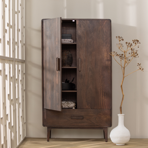 WOOOD opbergkast Liya - Mangohout - Donkerbruin - 150x85x35