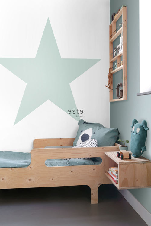 ESTAhome fotobehang grote ster mintgroen - 186 x 279 cm - 158841 - vtwonen shop