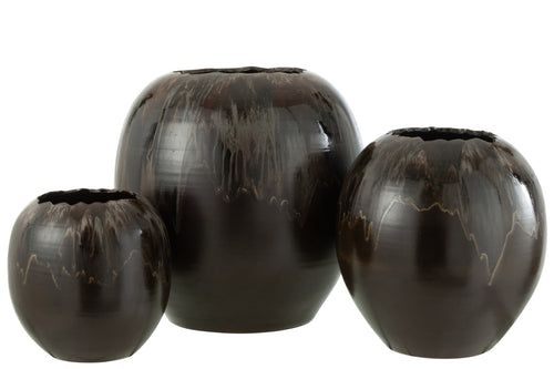 J-Line bloempot - keramiek - bruin - large - Ø 50 cm