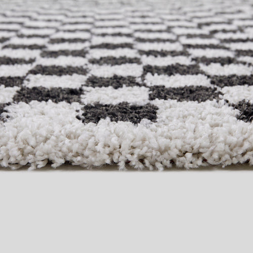 AFK Living vloerkleed Checkers - shaggy - zwart - 200 x 290 cm