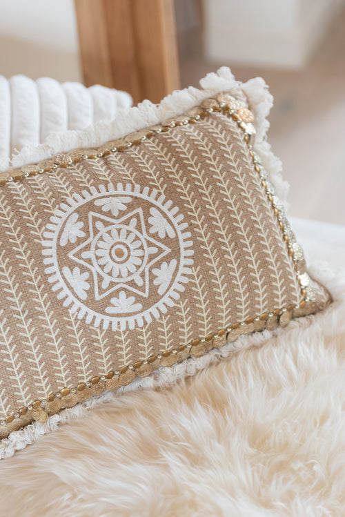 J-Line kussen Rechthoekig Patroon - jute - naturel/beige - vtwonen shop