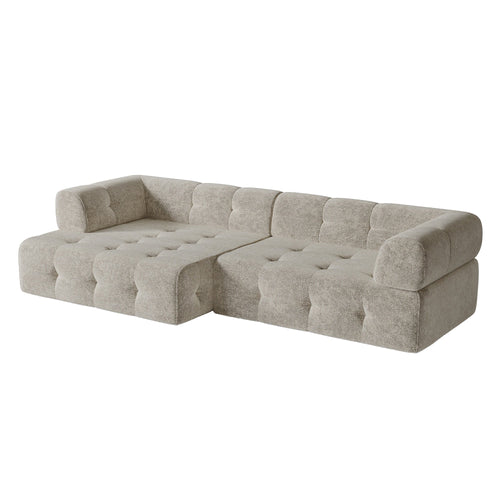 Sia Home - Hoekbanken links CHARLIE - Chenille fluweel - Mol - 238cm