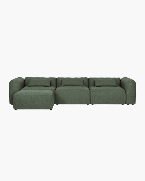 noo.ma Yaro 4-zits hoekbank Thyme Green bouclé