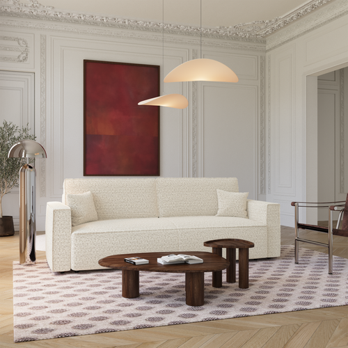 Premium Interiors - Slaapbank met opbergruimte  - stof met tweed-effect crème 254cm