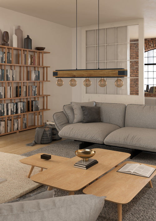 EGLO hanglamp Layham - e27 - 96 cm - zwart/bruin - vtwonen shop