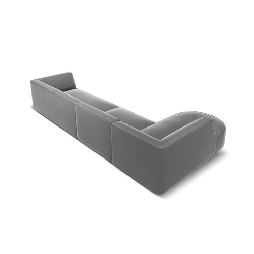 Cosmopolitan Design - Modulaire hoekbank links Siena 5-zits, flueel grijs - 180x366x69cm