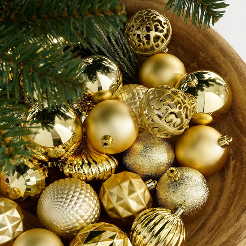 House of Seasons Kerstballen Set - 60 Stuks - Ø7 cm - Onbreekbaar - Goud