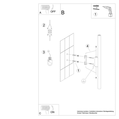 Sollux Lighting Wandlamp PASTELO 2 wit - 2,5x5x50cm