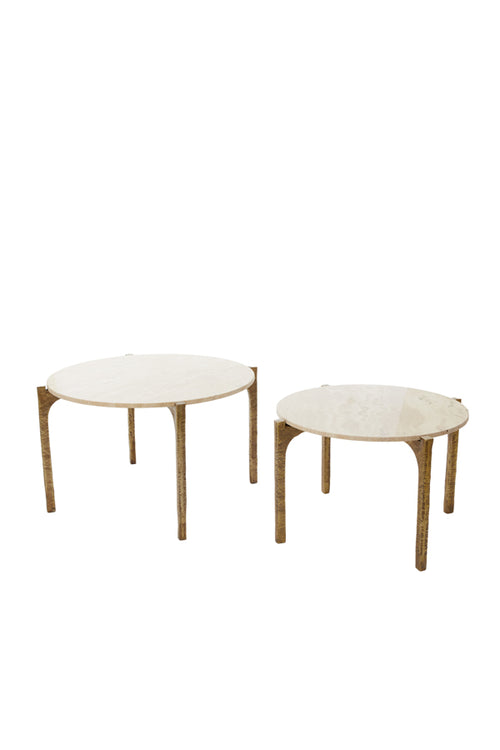 Light & Living salontafel KANAE - Ø76x44cm - bruin - Set van 2