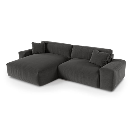 Premium Interiors - Linkerhoekbank CHEER - zacht aanvoelende geweven stof  donker antraciet 312cm