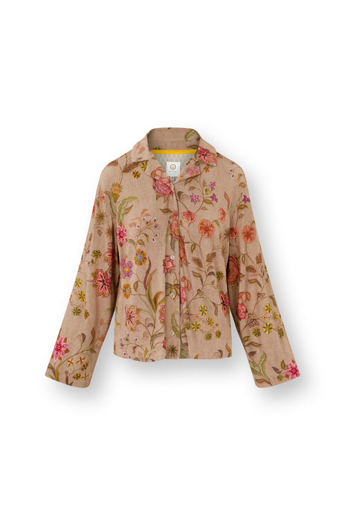 Pip Studio - Faye Pyjama t-shirt - Lange mouw Dames - Coco Flower - Zand - M
