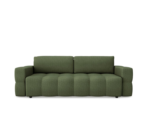 Sia Home - Slaapbank met opbergruimte, notenhout GABRIEL - kruisweefsel olijfgroen 247cm
