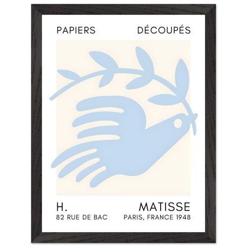Artfulprints Poster met Lijst Matisse – Peace dove light blue   - 30x40 cm - Blauw