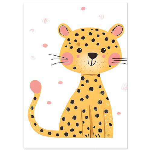 Artfulprints Poster Kleine luipaard   - A4 21x29.7 cm - Geel