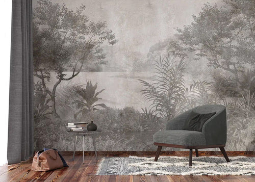 Sanders & Sanders fotobehang landschap met een meer grijs - 375 x 270 cm - 601442