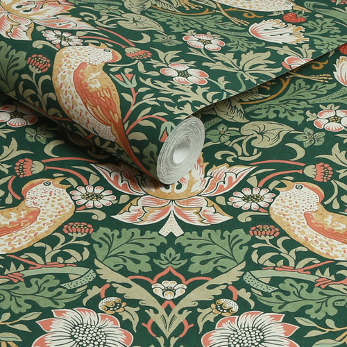 William Morris at Home vliesbehang Strawberry Thief Rich Green - vtwonen shop