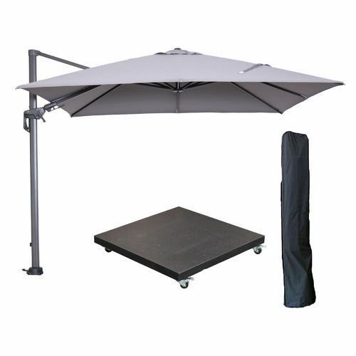 Garden Impressions zweefparasol Hawaii licht grijs 3x3 m incl 90 kg voet en hoes - vtwonen shop